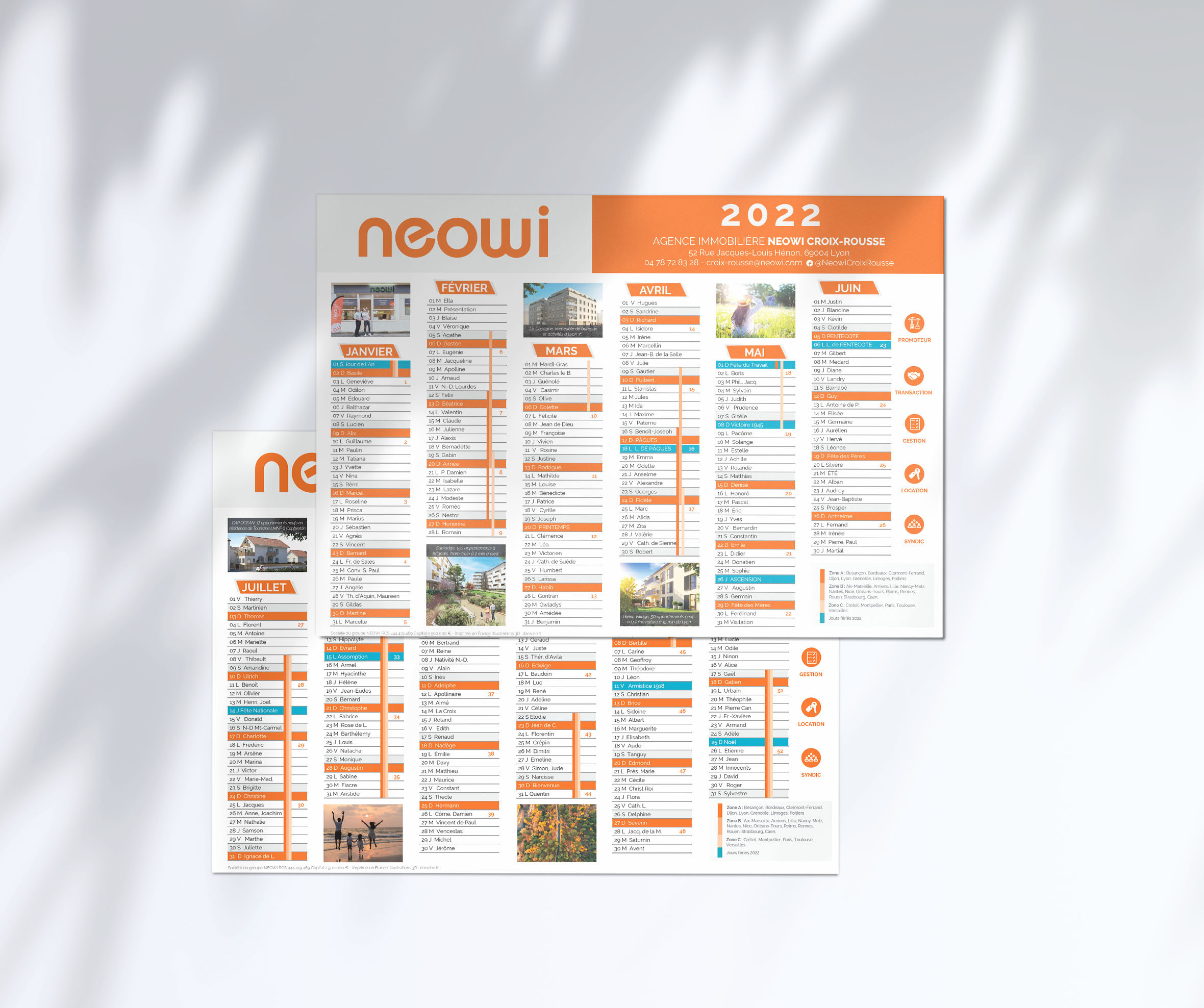 Calendrier 2022 – agences immobilières Neowi